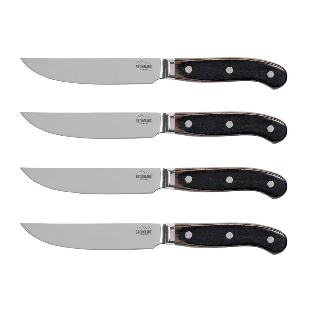 Stoneline Edelstahl Steakmesser Set 4-teilig Holzgriff