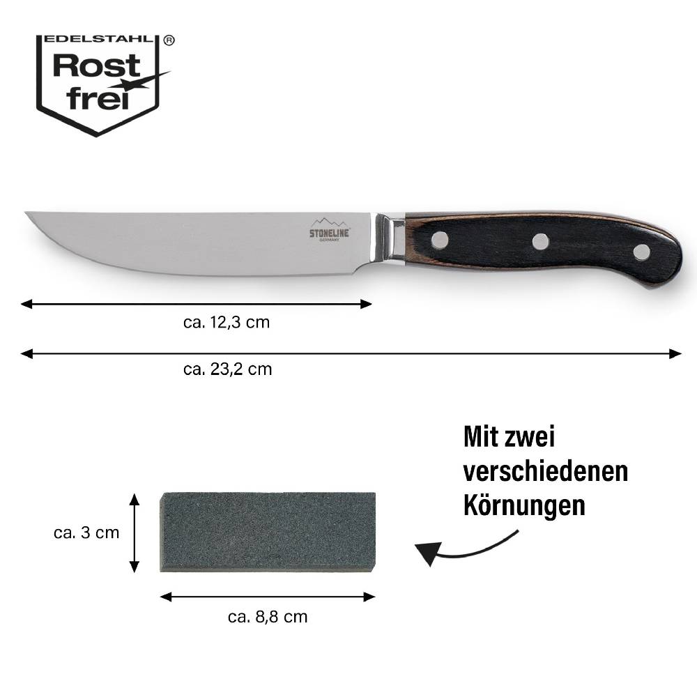 Stoneline Edelstahl Steakmesser Set 4-teilig Holzgriff Tiefpreis
