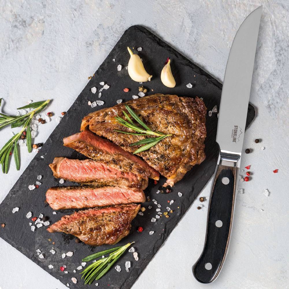 Stoneline Edelstahl Steakmesser Set 4-teilig Holzgriff Tiefpreis