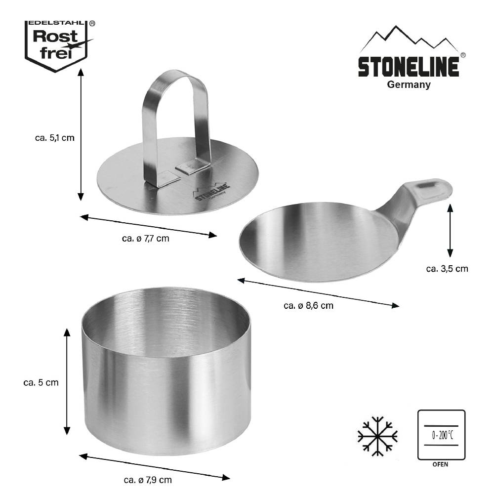 Stoneline Dessertringe Speiseringe Rund Set 8-teilig Edelstahl Letzte 3 Tage