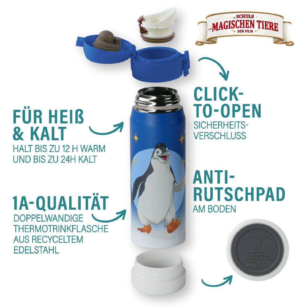Stoneline Die Schule der Magischen Tiere Trinkflasche 380 ml Edelstahl Blau, Juri Kostenloser Versand international