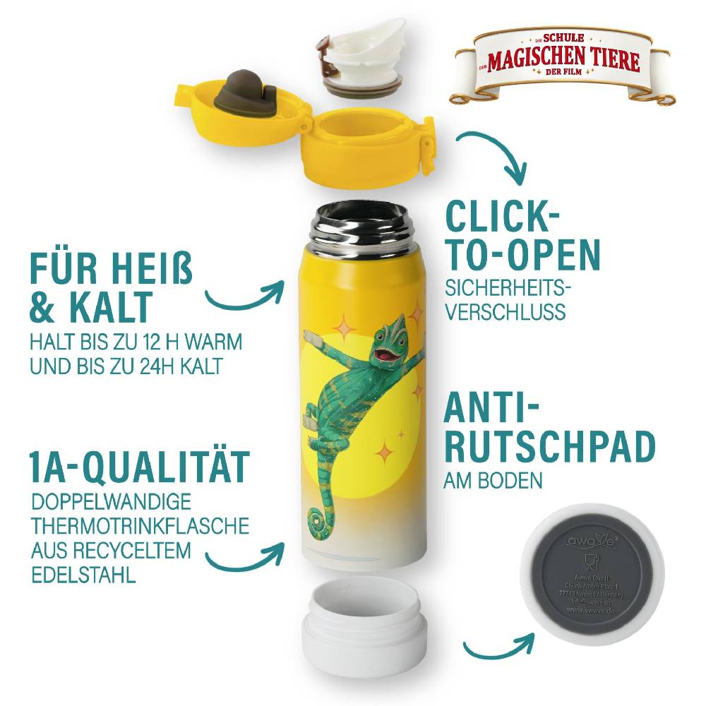 Stoneline Die Schule der Magischen Tiere Trinkflasche 380 ml Edelstahl Gelb, Caspar Fabrikladen