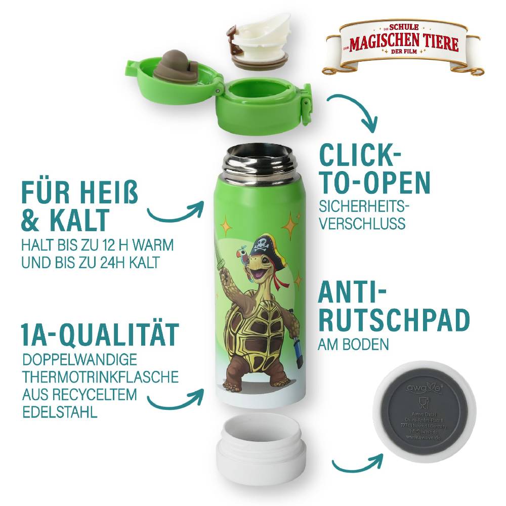 Stoneline Die Schule der Magischen Tiere Trinkflasche 380 ml Edelstahl Grün, Henrietta Begrenzt auf 3 Tage