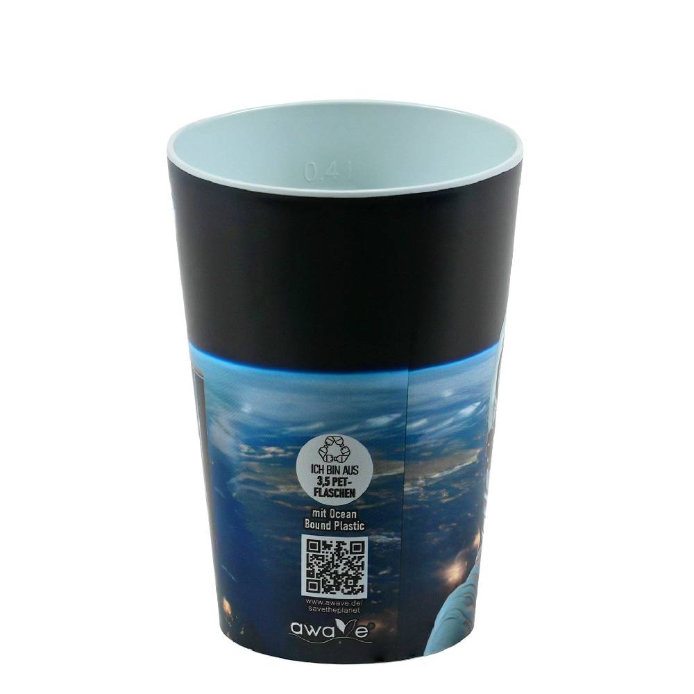Stoneline Save the Planet Trinkbecher 400 ml rPET, mit Eichstrich Auslauf