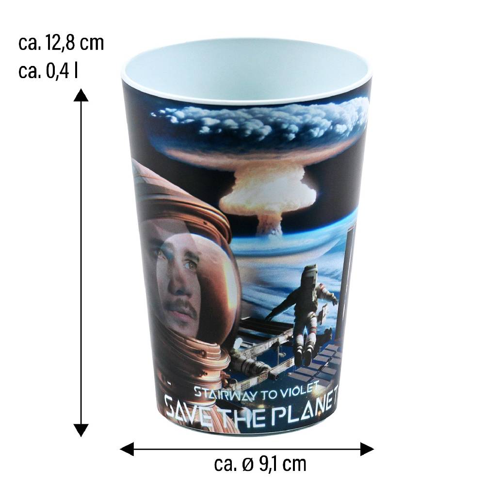 Stoneline Save the Planet Trinkbecher 400 ml rPET, mit Eichstrich Auslauf