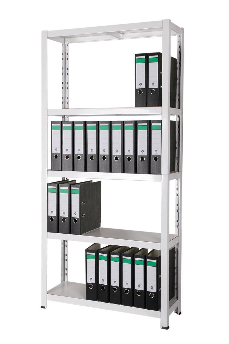 Szagato Archivregal 150 kg 180x90x30cm 55 Ordner 5 Metallböden weiß SZAGATO Metallregal Fachbodenregal Lagerregal Metall Aktenregal Ordnerregal Büroregal