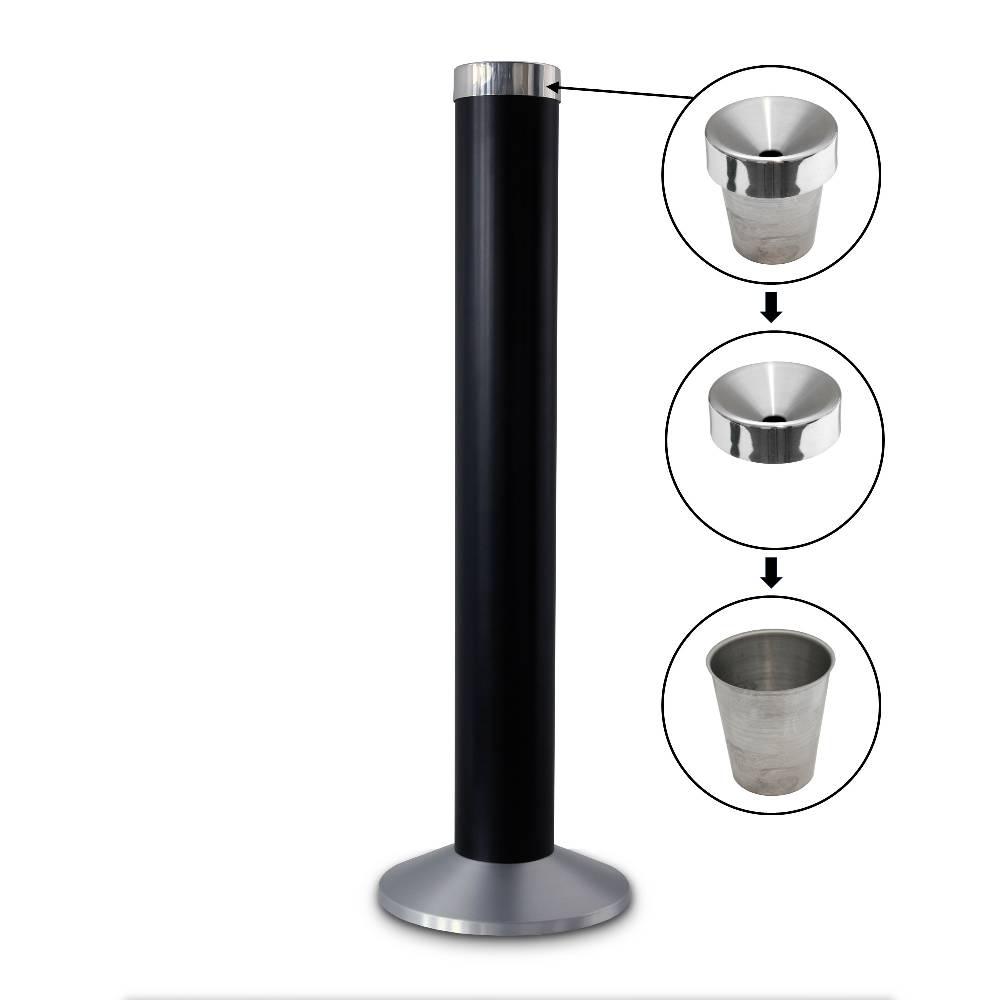 Szagato Aschenbecher Säule 81x25cm ALU schwarz SZAGATO Made in Germany Aschenbecher groß Stand-Aschenbecher außen großer Aschenbecher stehend für draußen