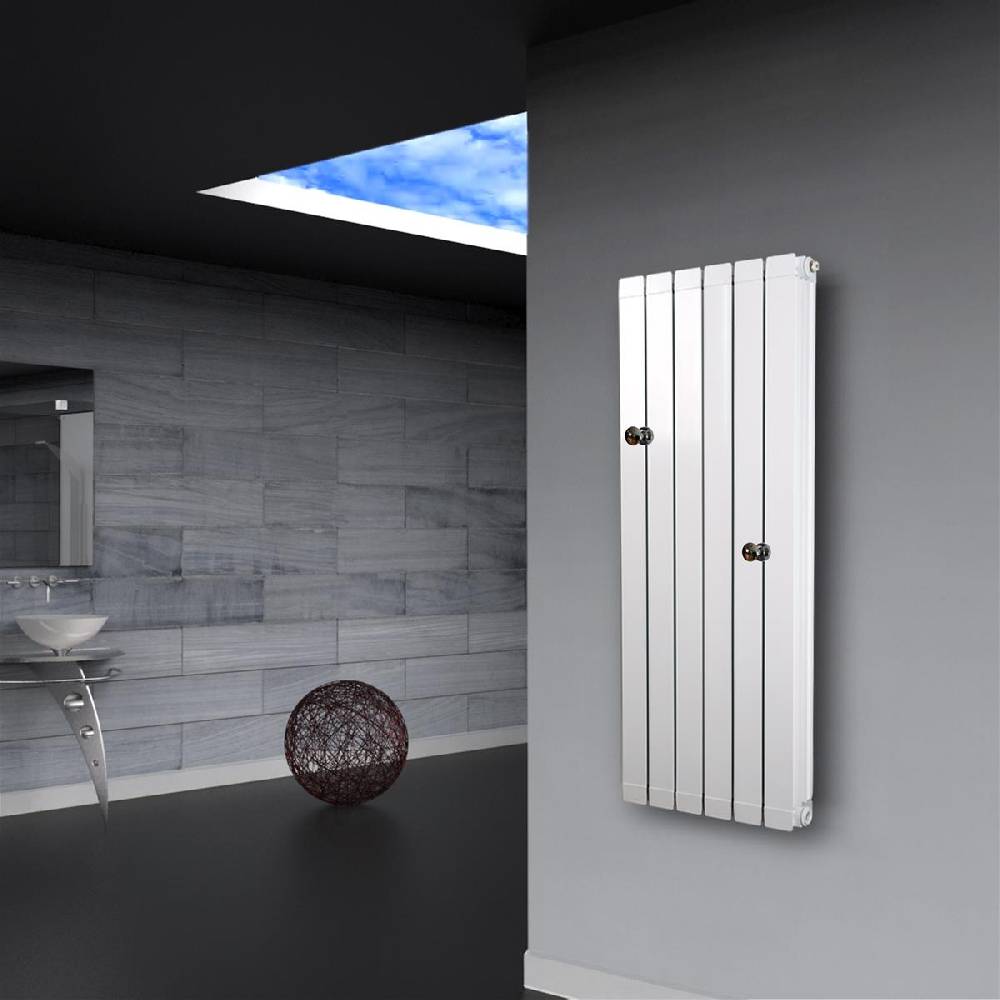 Szagato BADHEIZKÖRPER Design Aluminium 2 124 x 48 x 10cm 1295 Watt weiß + 2 Knopfhalter SZAGATO Designheizkörper Handtuchheizkörper mit Seitenanschluss