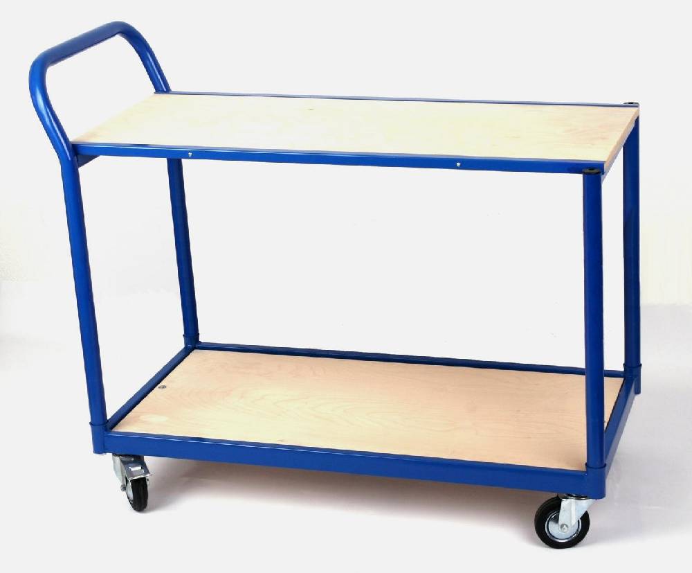 Szagato 250 kg PROFI Schiebebügelwagen 100x50cm blau 2 Böden 100x50cm blau SZAGATO Plattformwagen Tischwagen Schiebebügelwagen Rollwagen Rollregal Professional