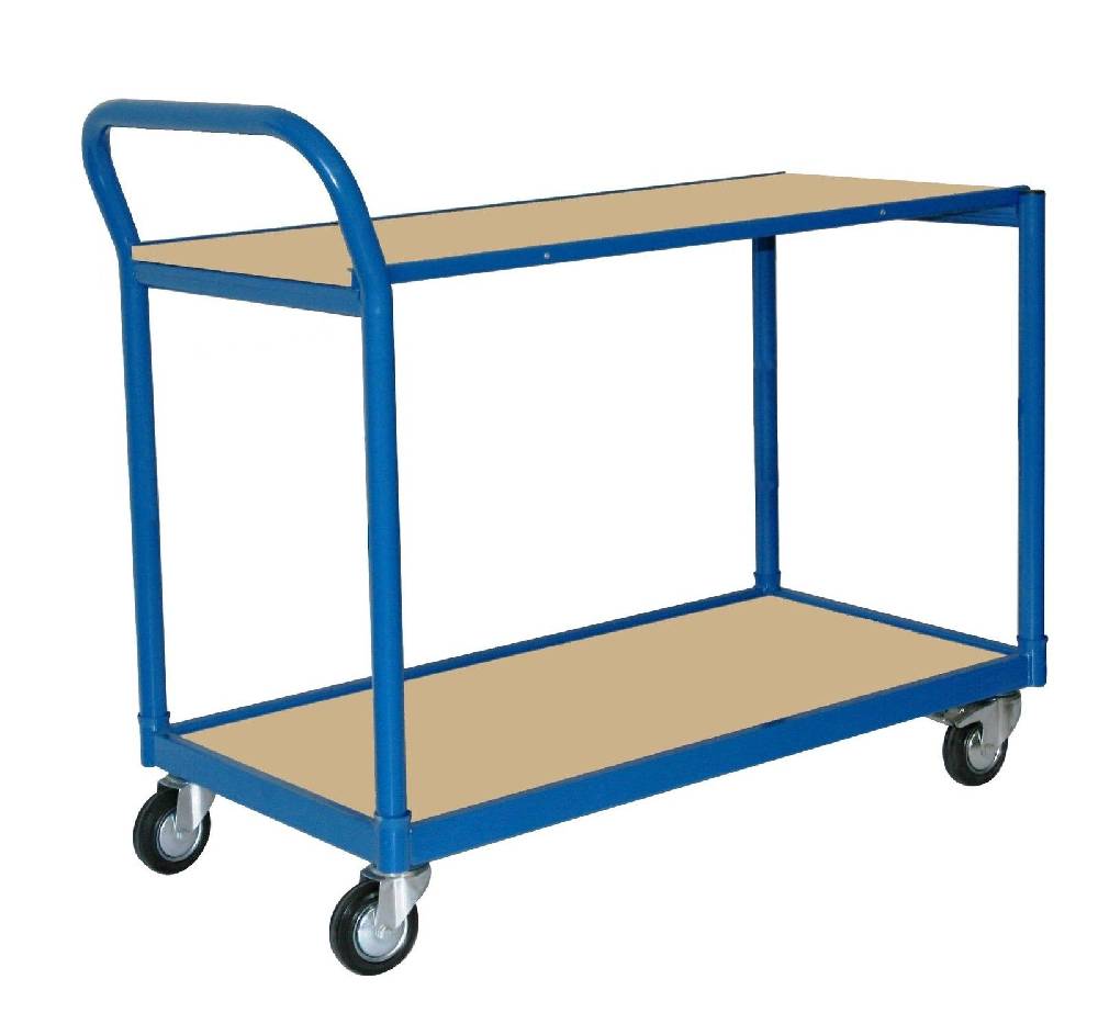 Szagato 250 kg PROFI Schiebebügelwagen 100x50cm blau 2 Böden 100x50cm blau SZAGATO Plattformwagen Tischwagen Schiebebügelwagen Rollwagen Rollregal Professional Schlussverkauf