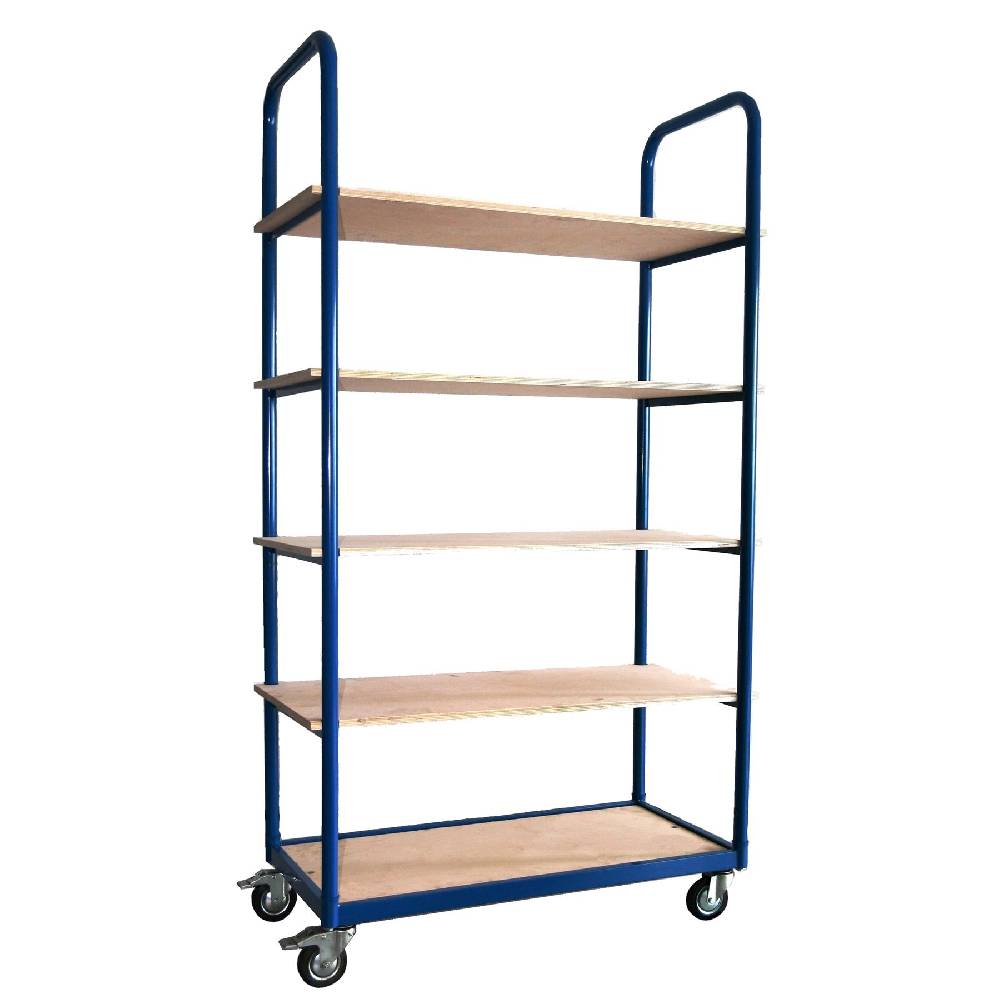 Szagato 250 kg PROFI Schiebebügelwagen 100x50cm blau 5 Böden SZAGATO Plattformwagen Tischwagen Schiebebügelwagen Rollwagen Rollregal Werkstattwagen
