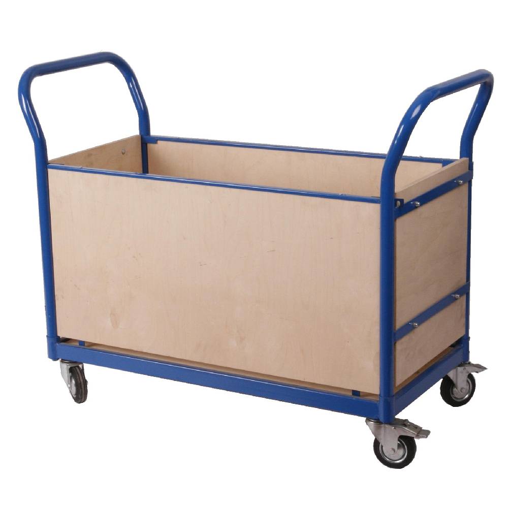 Szagato 250 kg PROFI Schiebebügelwagen 100x50cm blau Vierwandschutz blau SZAGATO Plattformwagen Tischwagen Schiebebügelwagen Rollwagen Rollregal Professional
