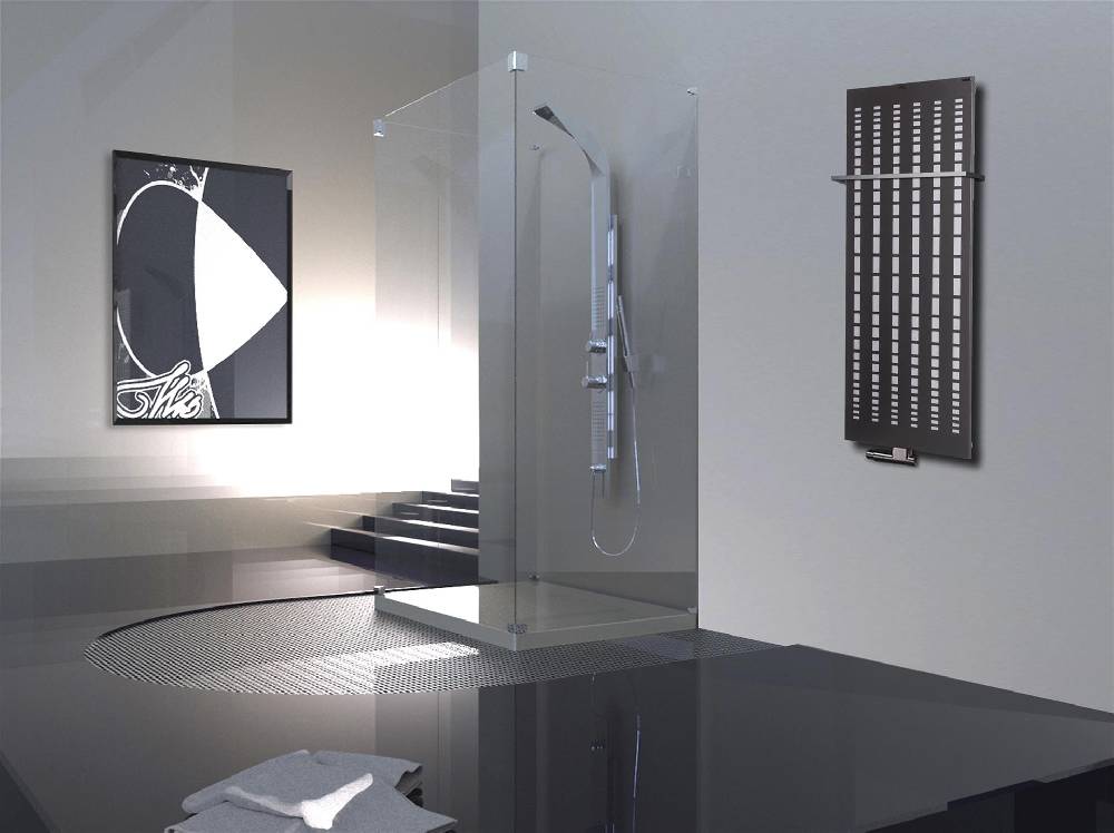 Szagato BADHEIZKÖRPER Design broken Mirror 2 120x47cm 799 Watt anthrazit - moonstone (+1 Halter 15mm) SZAGATO Designheizkörper Mittelanschluss Handtuchwärmer VIP-Rabatte