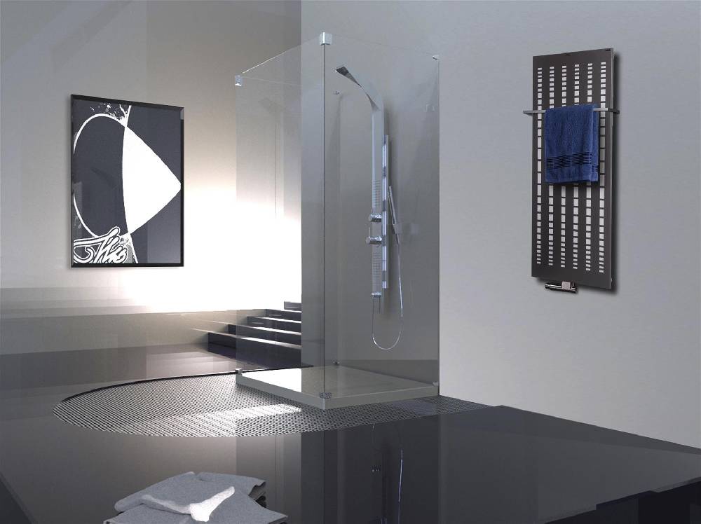 Szagato BADHEIZKÖRPER Design broken Mirror 2 120x47cm 799 Watt anthrazit - moonstone (+1 Halter 15mm) SZAGATO Designheizkörper Mittelanschluss Handtuchwärmer VIP-Rabatte