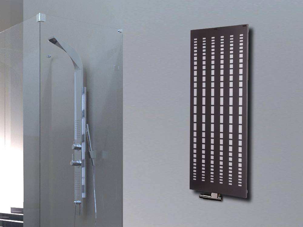 Szagato BADHEIZKÖRPER Design broken Mirror 2 120x47cm 799 Watt anthrazit - moonstone (+1 Halter 50mm) SZAGATO Designheizkörper Mittelanschluss Handtuchwärmer
