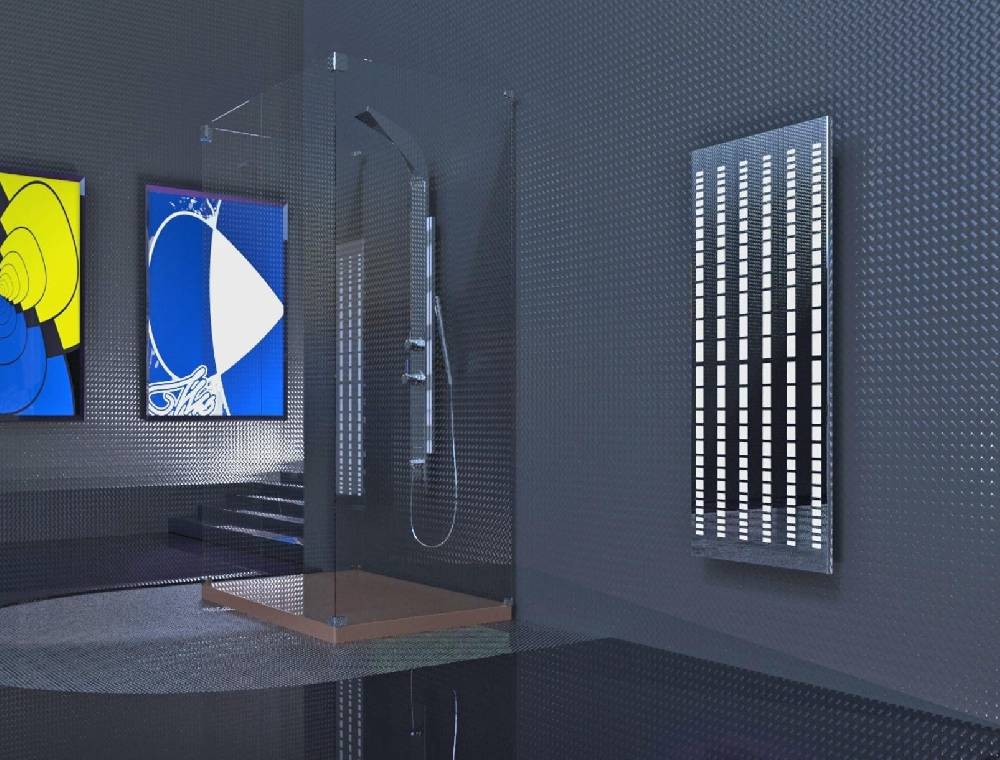 Szagato BADHEIZKÖRPER Design broken Mirror 2 120x47cm 799 Watt Edelstahl poliert SZAGATO Designheizkörper Handtuchheizkörper Mittelanschluss Handtuchwärmer