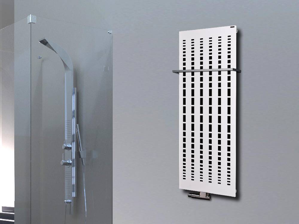Szagato BADHEIZKÖRPER Design broken Mirror 2 120x47cm 799 Watt weiß +1 Halter 15mm SZAGATO Designheizkörper Handtuchheizkörper Mittelanschluss Handtuchwärmer