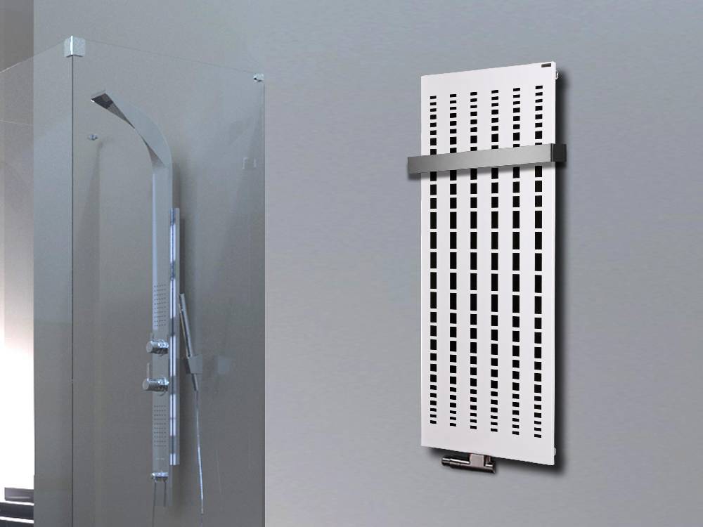 Szagato BADHEIZKÖRPER Design broken Mirror 2 120x47cm 799 Watt weiß +1 Halter 50mm SZAGATO Designheizkörper Handtuchheizkörper Mittelanschluss Handtuchwärmer