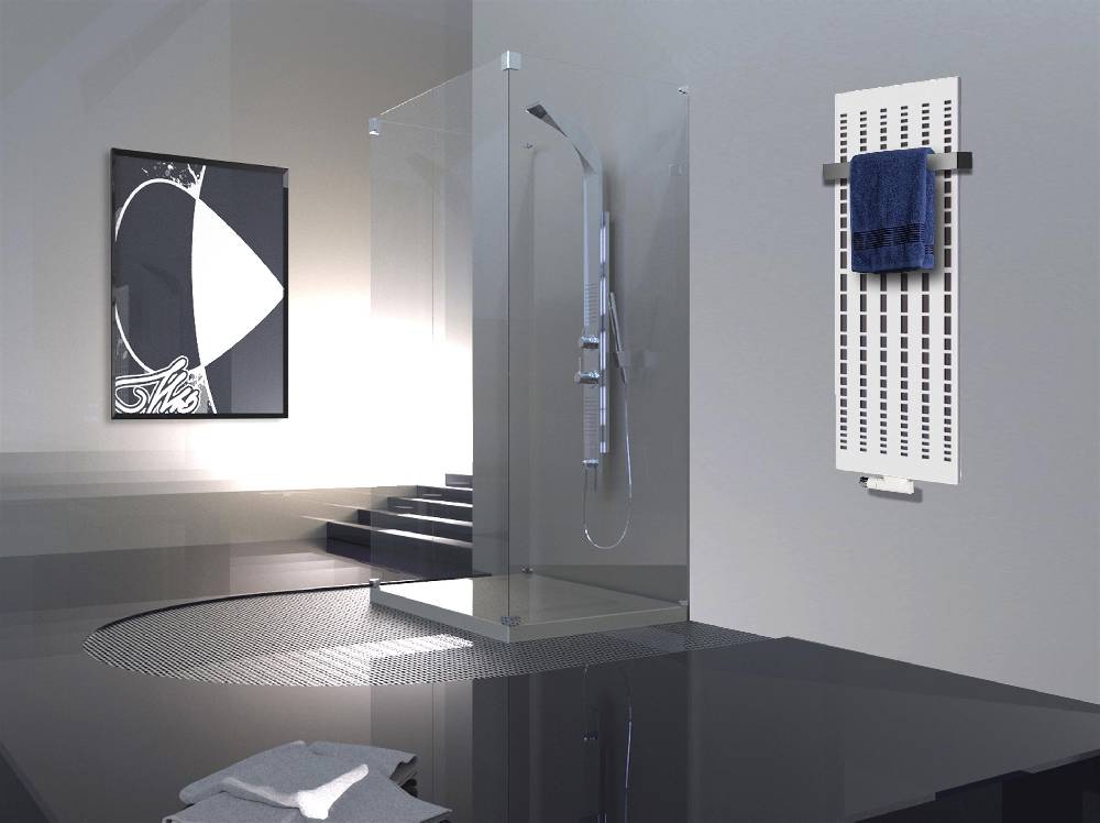 Szagato BADHEIZKÖRPER Design broken Mirror 2 120x47cm 799 Watt weiß +1 Halter 50mm SZAGATO Designheizkörper Handtuchheizkörper Mittelanschluss Handtuchwärmer Sonderangebot der Fabrik