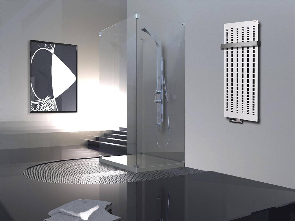 Szagato BADHEIZKÖRPER Design broken Mirror 2 120x47cm 799 Watt weiß +1 Halter 50mm SZAGATO Designheizkörper Handtuchheizkörper Mittelanschluss Handtuchwärmer Sonderangebot der Fabrik