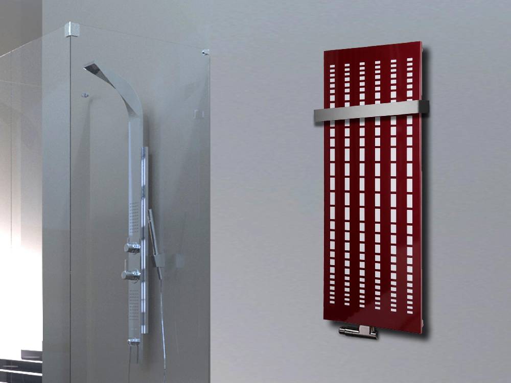 Szagato BADHEIZKÖRPER Design broken Mirror 2 120x47cm 799Watt rot (+1 Halter 50mm) SZAGATO Designheizkörper Handtuchheizkörper Mittelanschluss Handtuchwärmer