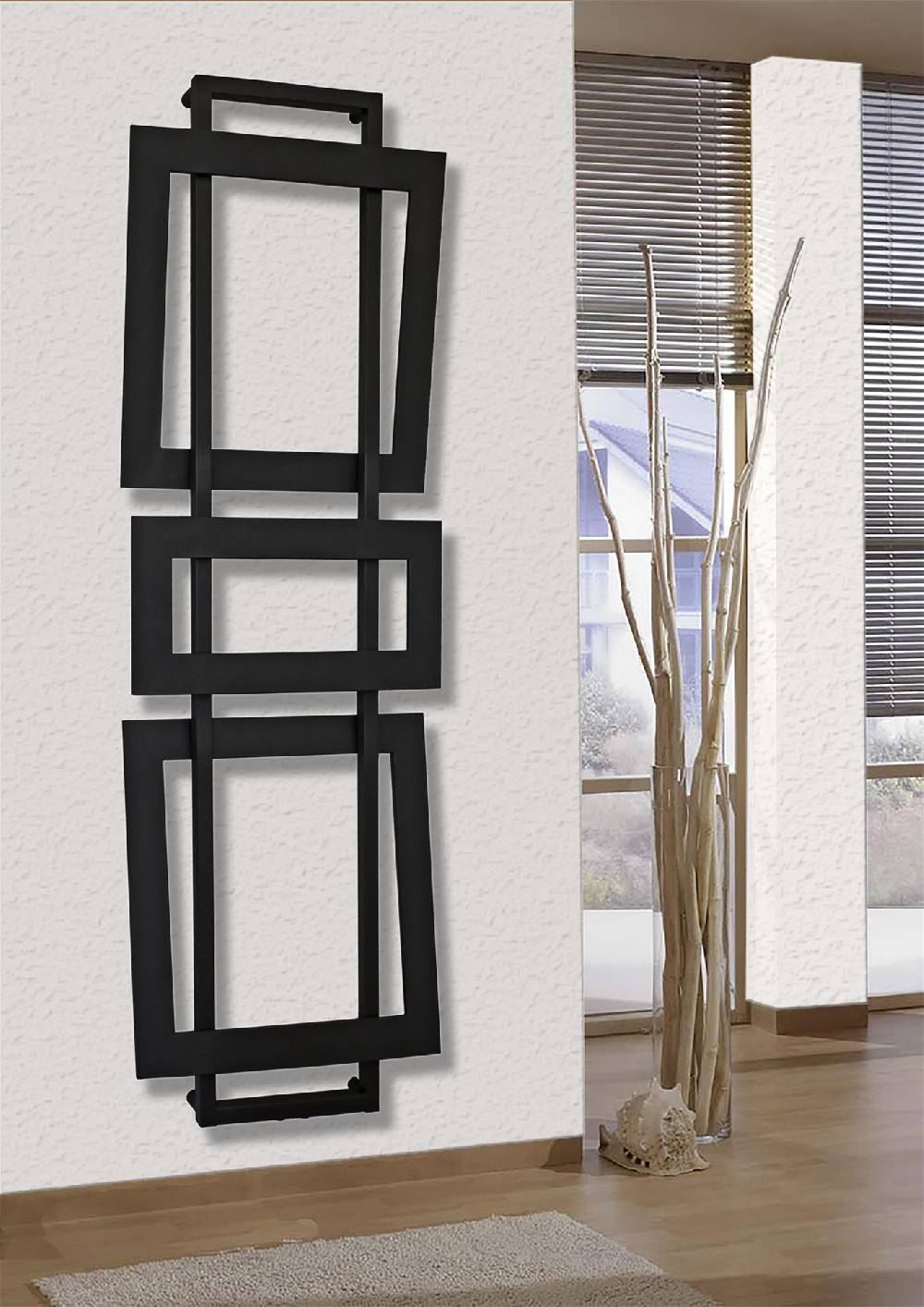 Szagato BADHEIZKÖRPER Design ART I 180x60cm 1019 Watt schwarz SZAGATO Designheizkörper Handtuchheizkörper mit Mittelanschluss Handtuchwärmer