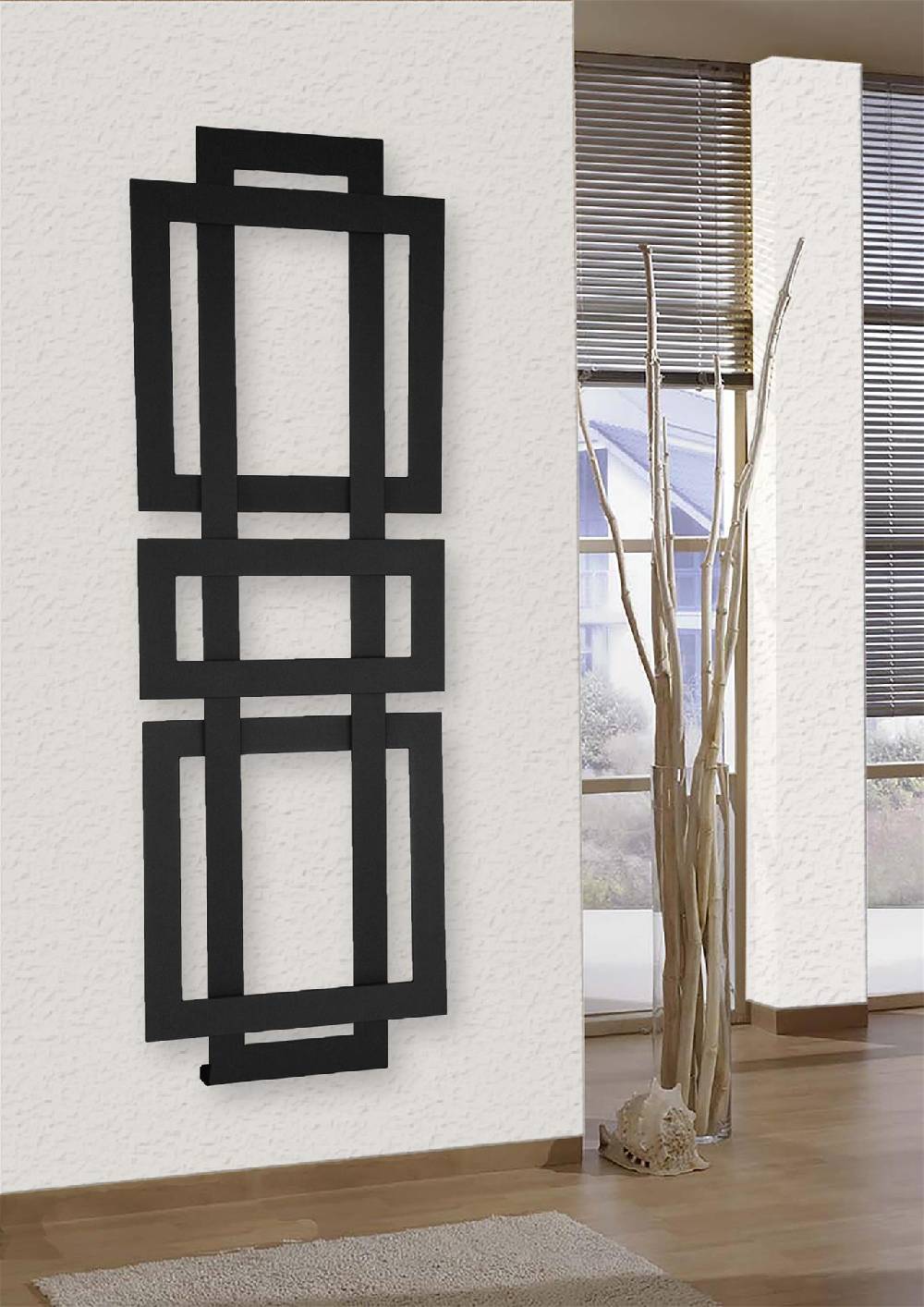 Szagato BADHEIZKÖRPER Design ART II (breite Version) 180x60cm 1019Watt schwarz SZAGATO Designheizkörper Handtuchheizkörper mit Mittelanschluss Handtuchwärmer