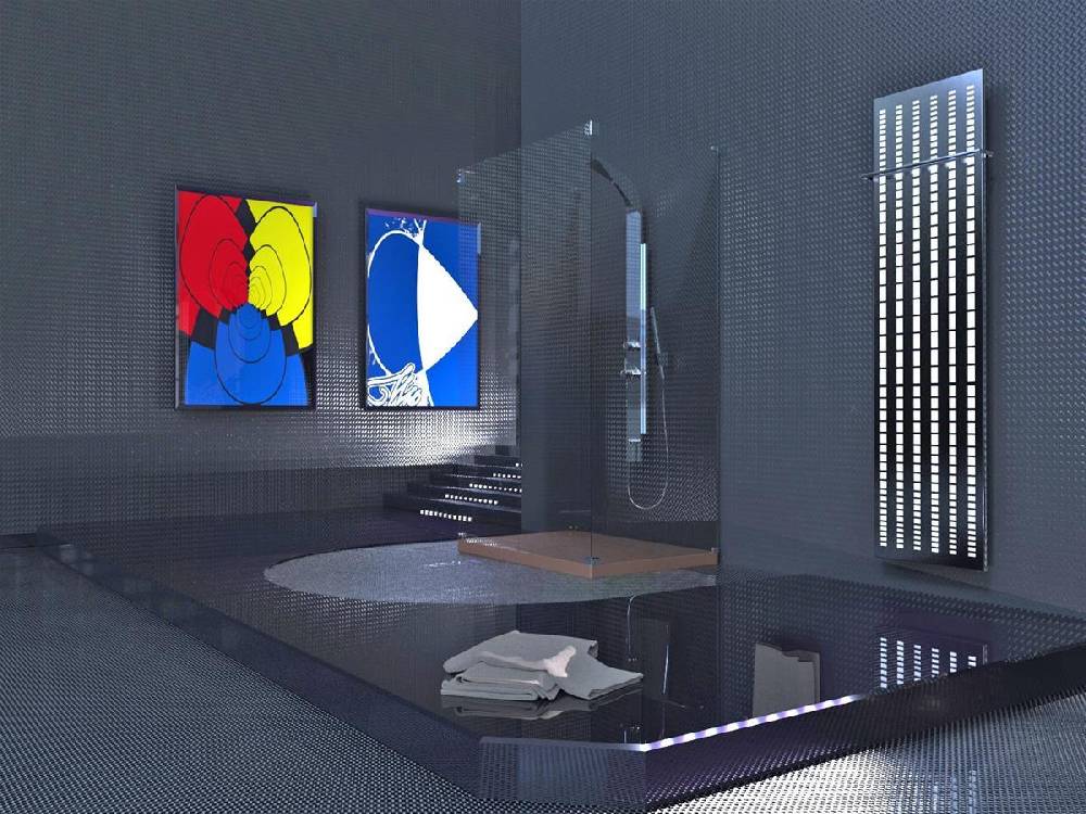 Szagato BADHEIZKÖRPER Design broken Mirror 3 180x47cm 1118 Watt Edelstahl 3D poliert (+1 Halter 15mm) SZAGATO Designheizkörper Mittelanschluss Handtuchwärmer