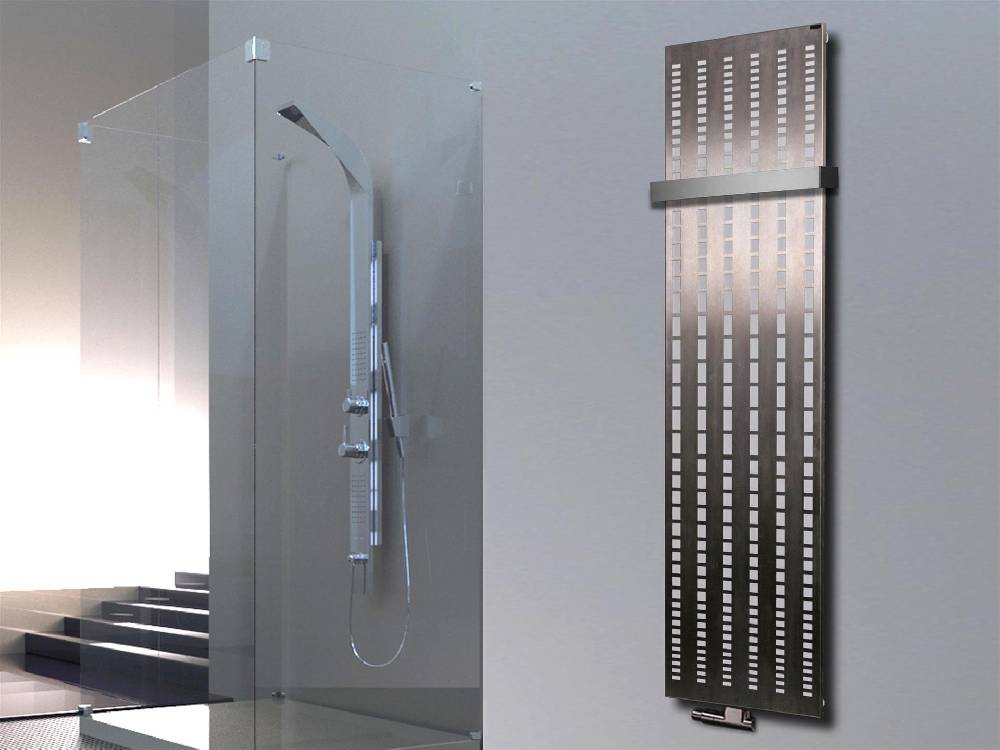 Szagato BADHEIZKÖRPER Design broken Mirror 3 180x47cm 1118 Watt Edelstahl matt (+1 Halter 50mm) SZAGATO Designheizkörper mit Mittelanschluss Handtuchwärmer