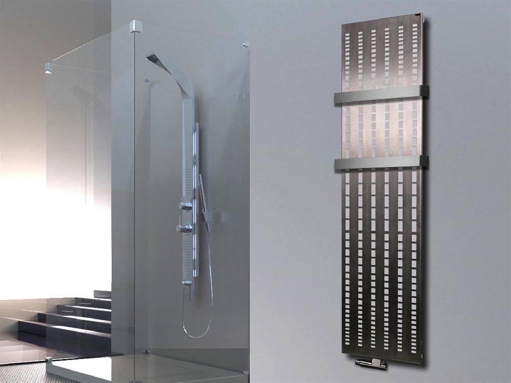 Szagato BADHEIZKÖRPER Design broken Mirror 3 180x47cm 1118 Watt Edelstahl matt (+2 Halter 50mm) SZAGATO Designheizkörper mit Mittelanschluss Handtuchwärmer