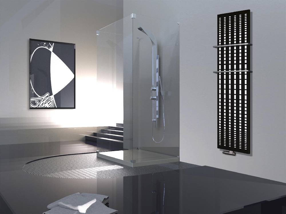 Szagato BADHEIZKÖRPER Design broken Mirror 3 180x47cm 1118 Watt schwarz (+2 Halter 15mm) SZAGATO Designheizkörper Handtuchheizkörper mit Mittelanschluss Exklusivangebot