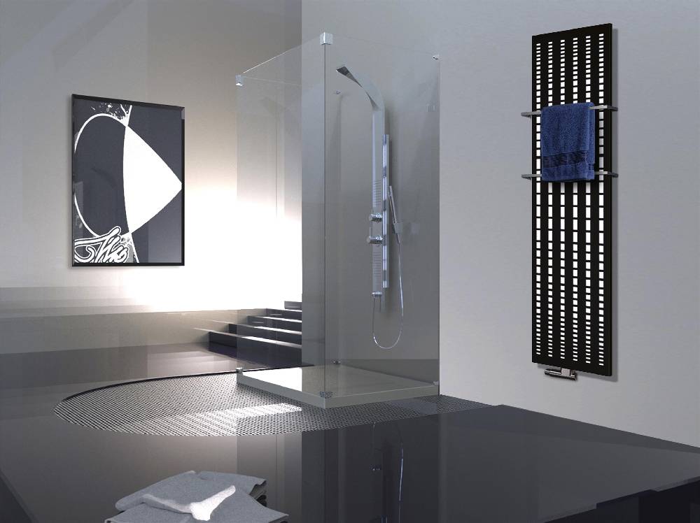Szagato BADHEIZKÖRPER Design broken Mirror 3 180x47cm 1118 Watt schwarz (+2 Halter 15mm) SZAGATO Designheizkörper Handtuchheizkörper mit Mittelanschluss Exklusivangebot