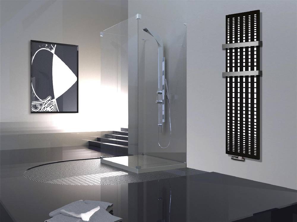 Szagato BADHEIZKÖRPER Design broken Mirror 3 180x47cm 1118 Watt schwarz (+2 Halter 50mm) SZAGATO Designheizkörper Handtuchheizkörper mit Mittelanschluss Preisnachlass
