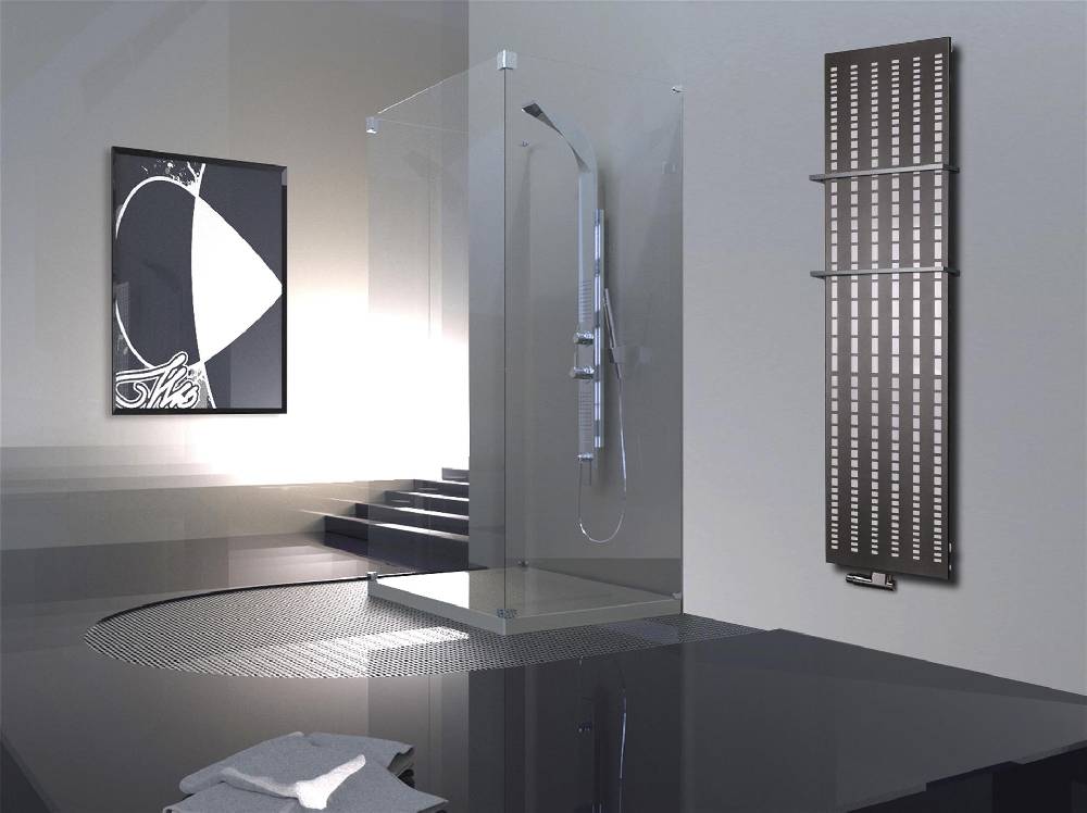 Szagato BADHEIZKÖRPER Design broken Mirror 3 180x47cm 1118Watt anthrazit - moonstone (+2 Halter 15mm) SZAGATO Designheizkörper Mittelanschluss Handtuchwärmer Osterangebot