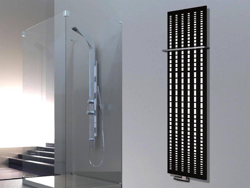 Szagato BADHEIZKÖRPER Design broken Mirror 3 180x47cm 1118Watt schwarz (+1 Halter 15mm) SZAGATO Designheizkörper Mittelanschluss Handtuchwärmer