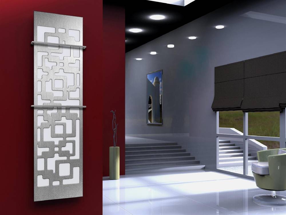Szagato BADHEIZKÖRPER Design Downtown 3 180x47cm 1118 Watt Edelstahl matt (+2 Halter 15mm) SZAGATO Designheizkörper Handtuchheizkörper mit Mittelanschluss