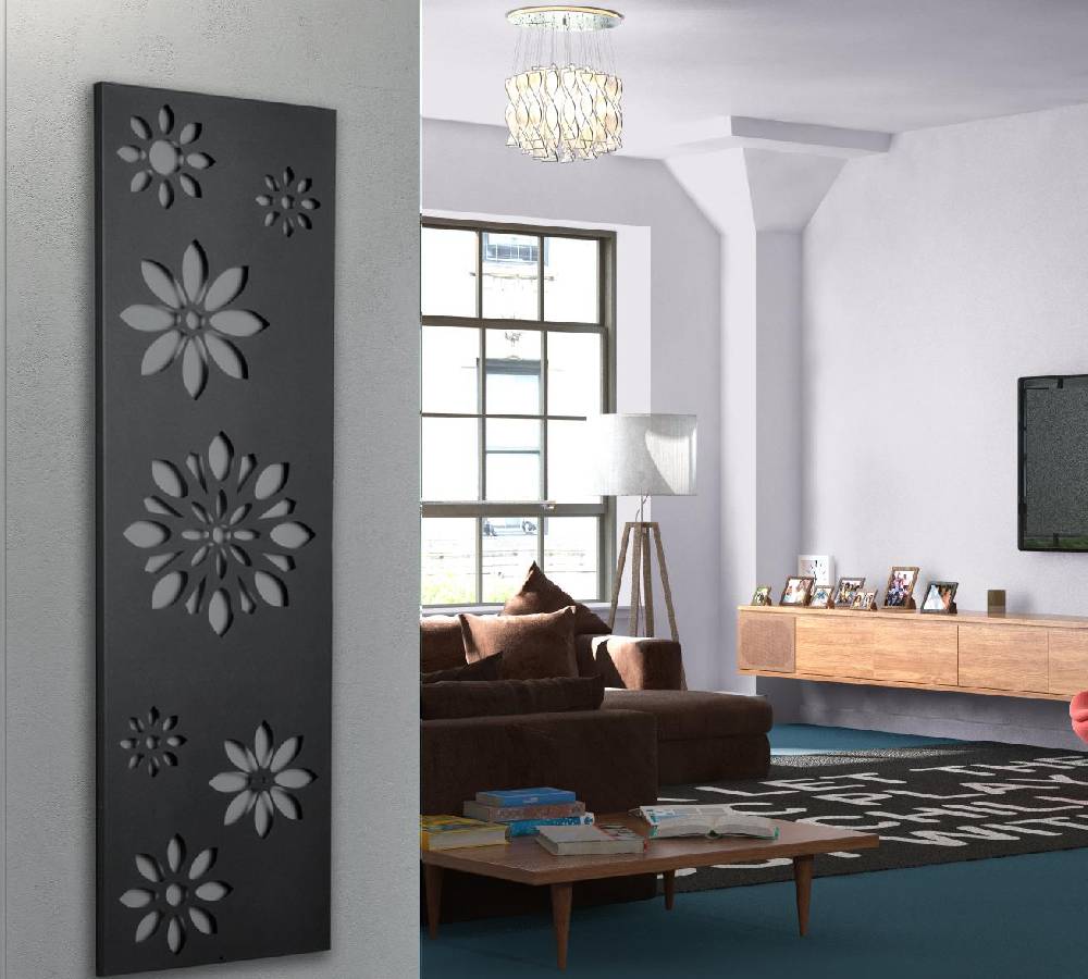 Szagato BADHEIZKÖRPER Design Flower 2 120x47cm 1118 Watt anthrazit moonstone SZAGATO Designheizkörper Handtuchheizkörper mit Mittelanschluss Handtuchwärmer