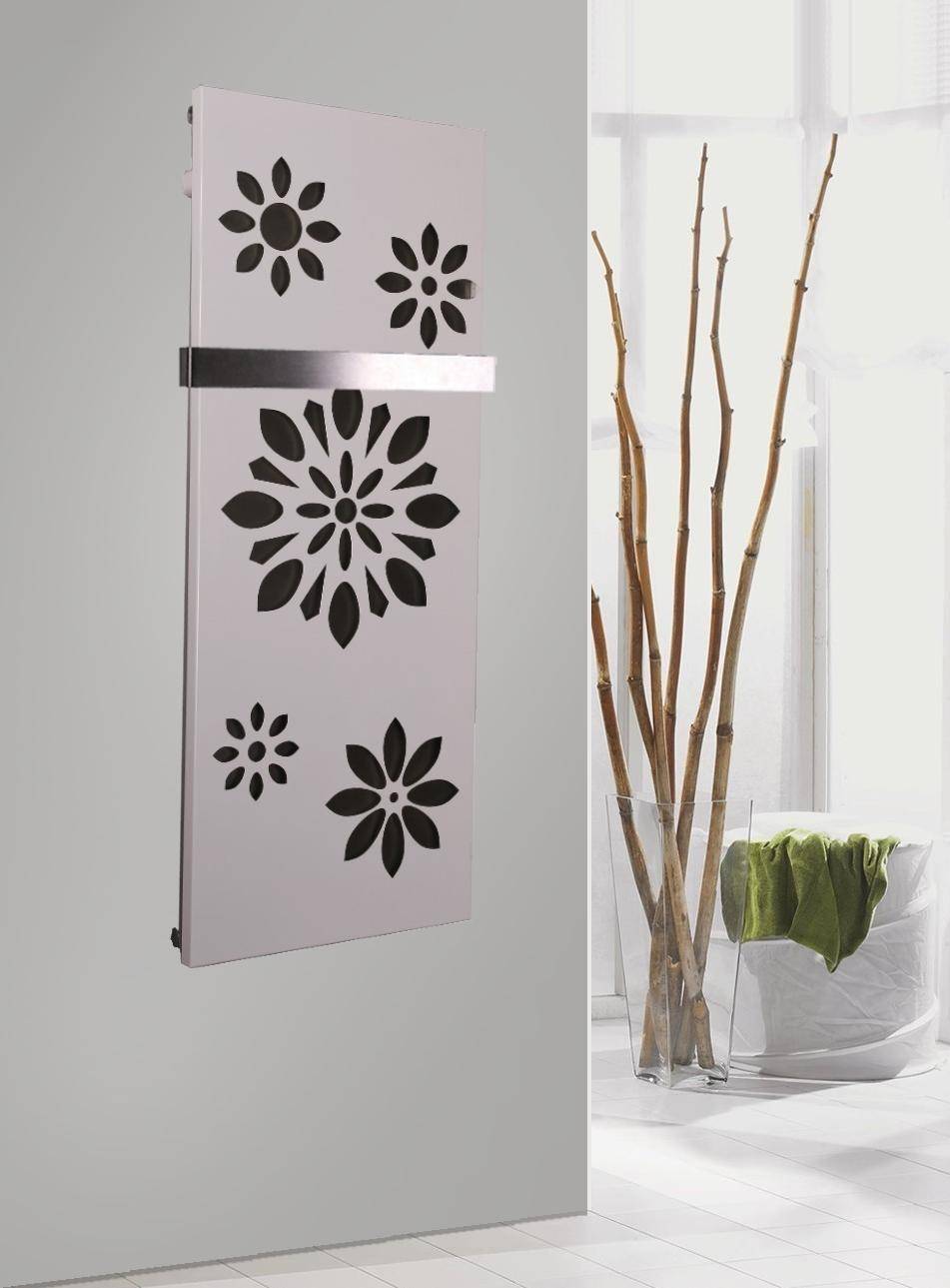 Szagato BADHEIZKÖRPER Design Flower 2 120x47cm 1118 Watt weiß (+1 Halter 50mm) SZAGATO Designheizkörper Handtuchheizkörper mit Mittelanschluss Handtuchwärmer