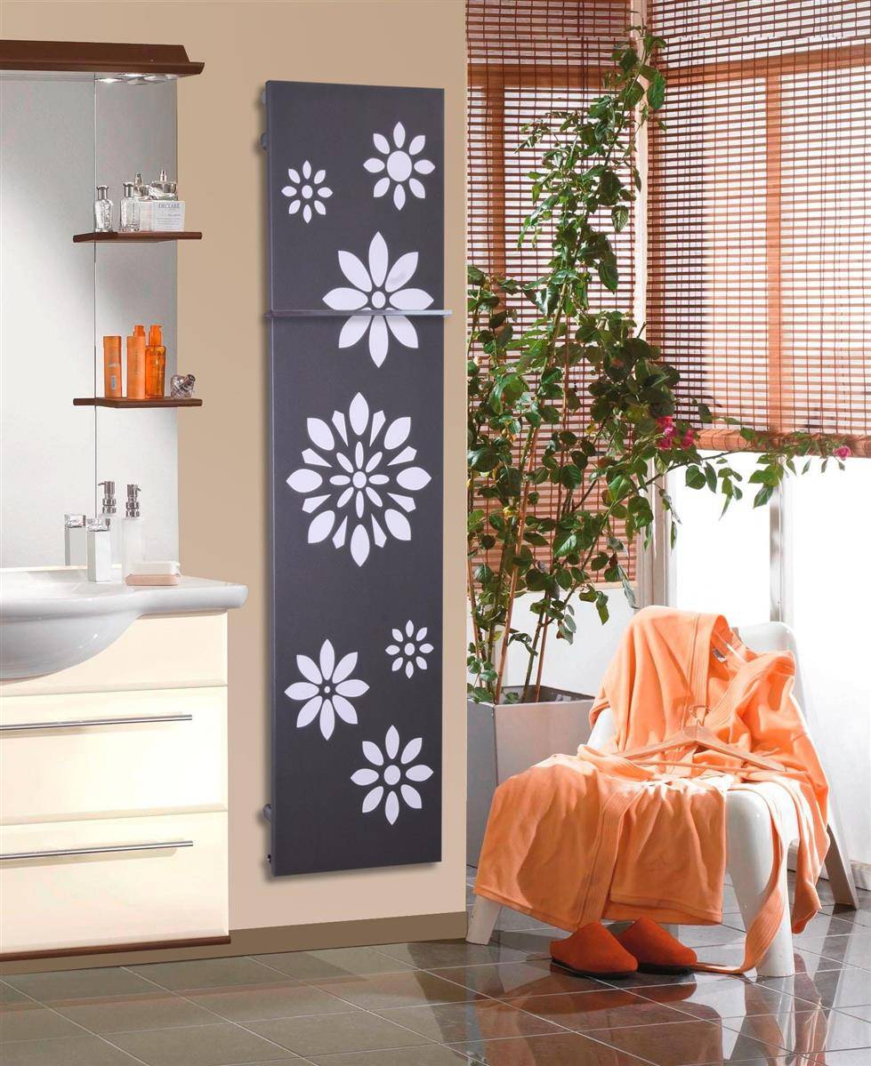 Szagato BADHEIZKÖRPER Design Flower 3 180x47cm 1118 Watt anthrazit - moonstone (+1 Halter 15mm) SZAGATO Designheizkörper mit Mittelanschluss Handtuchwärmer