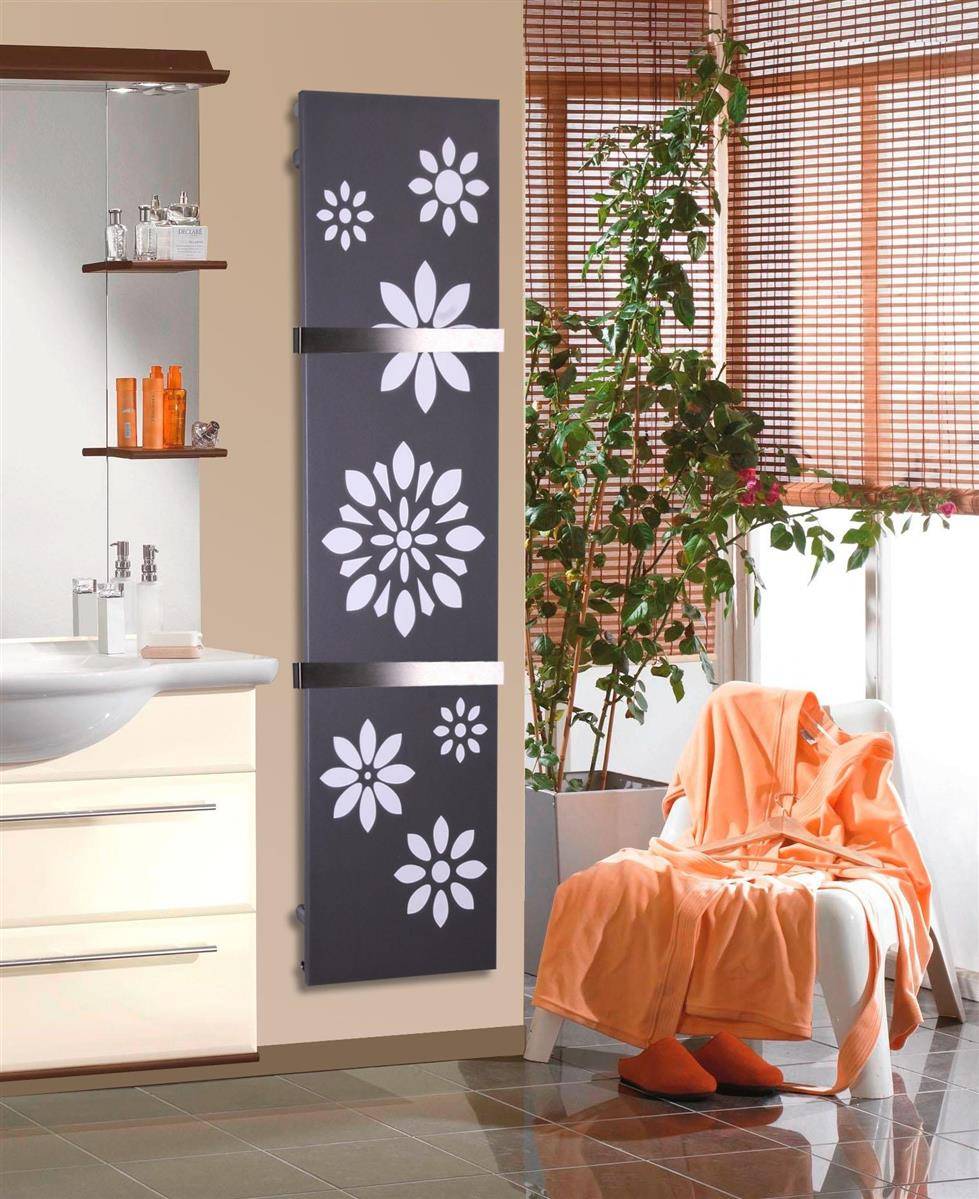 Szagato BADHEIZKÖRPER Design Flower 3 180x47cm 1118 Watt anthrazit - moonstone (+1 Halter 50mm) SZAGATO Designheizkörper mit Mittelanschluss Handtuchwärmer