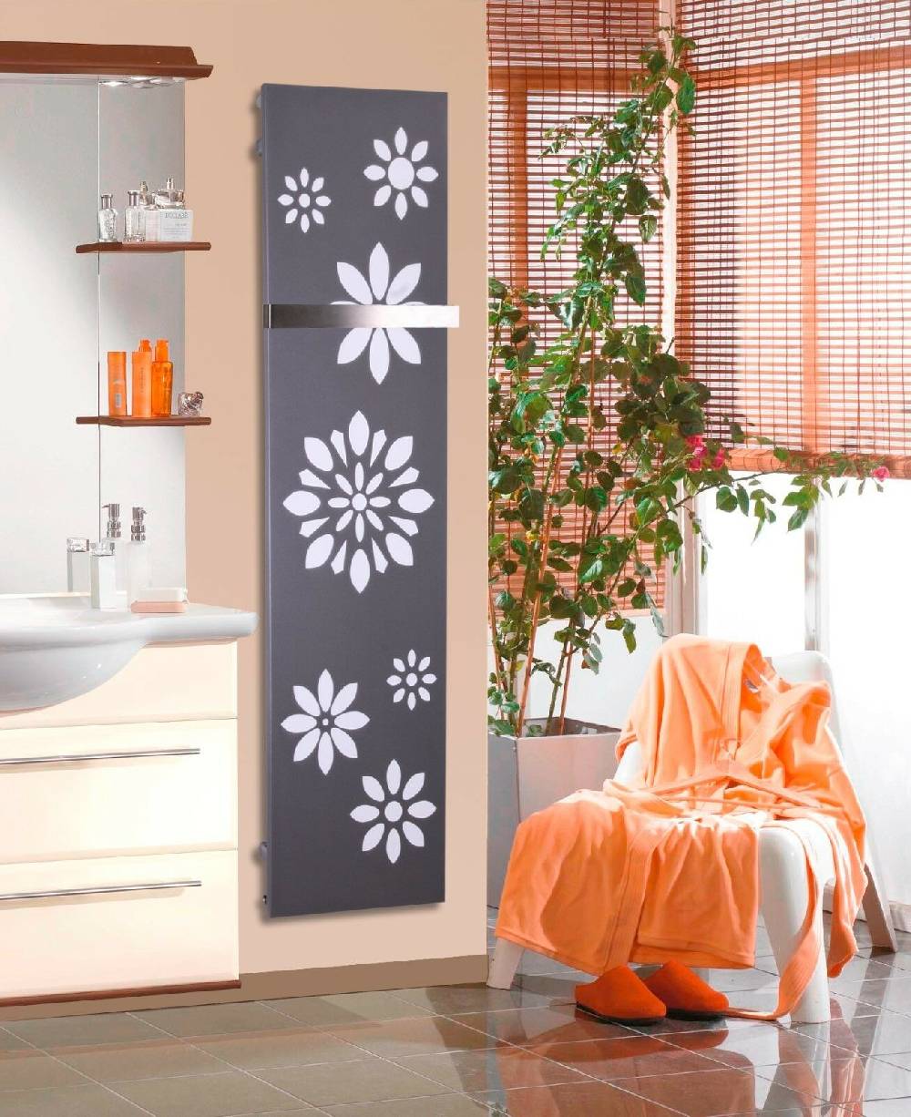 Szagato BADHEIZKÖRPER Design Flower 3 180x47cm 1118 Watt anthrazit - moonstone (+1 Halter 50mm) SZAGATO Designheizkörper mit Mittelanschluss Handtuchwärmer Super Sparpreis