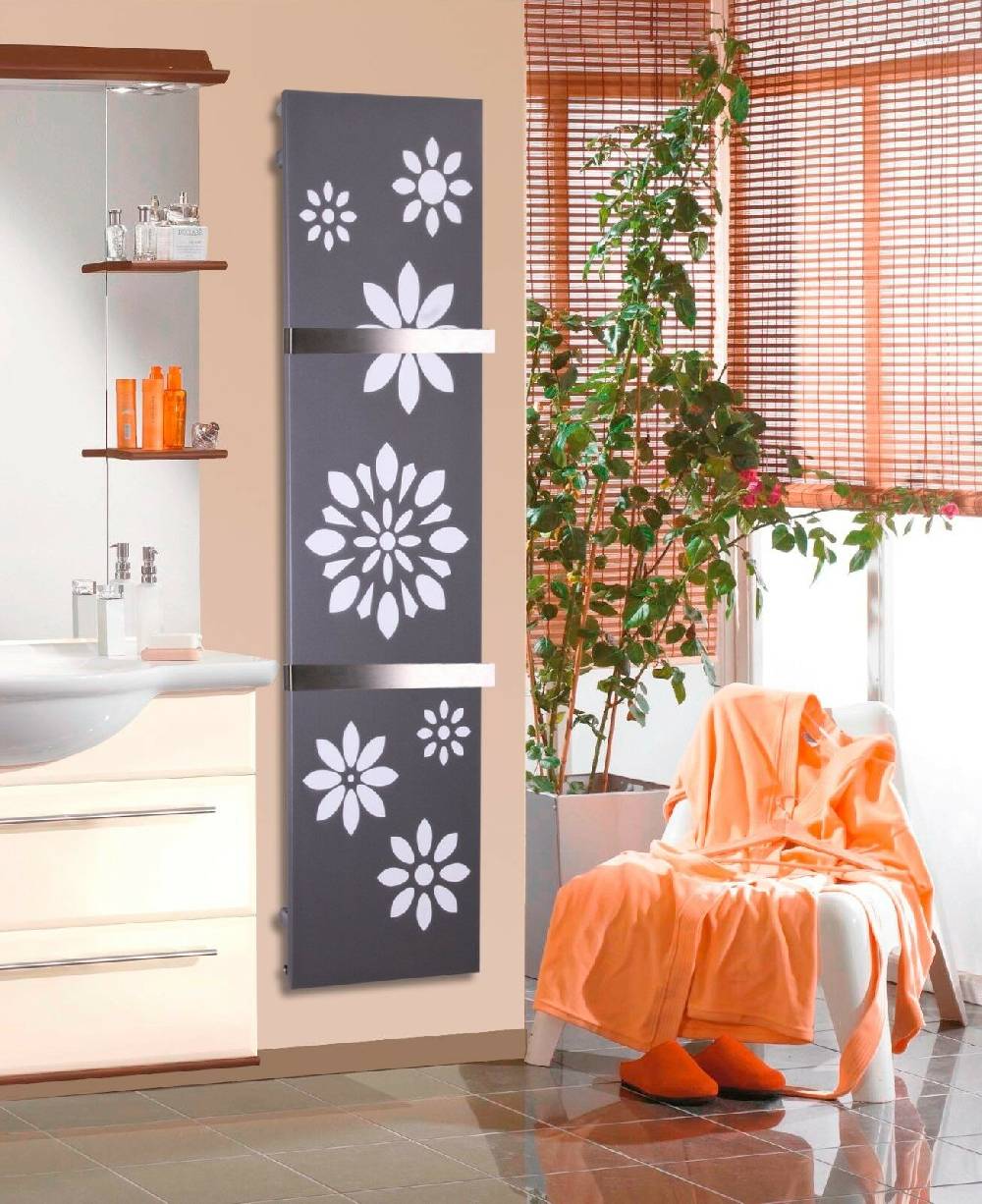 Szagato BADHEIZKÖRPER Design Flower 3 180x47cm 1118 Watt anthrazit - moonstone (+2 Halter 50mm) SZAGATO Designheizkörper mit Mittelanschluss Handtuchwärmer Kostenlose Rückgabe