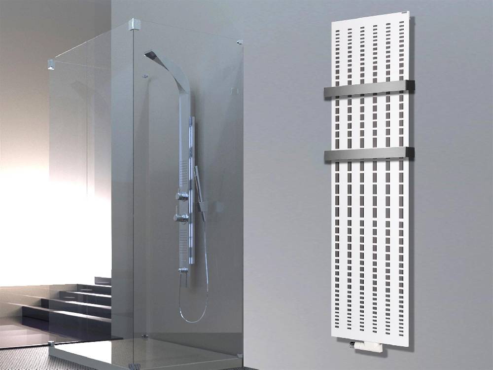 Szagato BADHEIZKÖRPER Design broken Mirror 3 180x47cm 1118Watt weiß +2 Halter 50mm SZAGATO Designheizkörper Handtuchheizkörper Mittelanschluss Handtuchwärmer