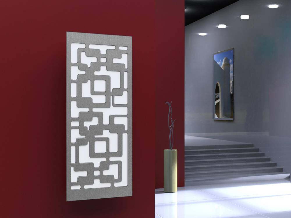 Szagato BADHEIZKÖRPER Design Downtown 2 120x47cm 799 Watt Edelstahl matt (+1 Halter 15mm) SZAGATO Bad Wohnraum-Heizkörper (Mittelanschluss)
