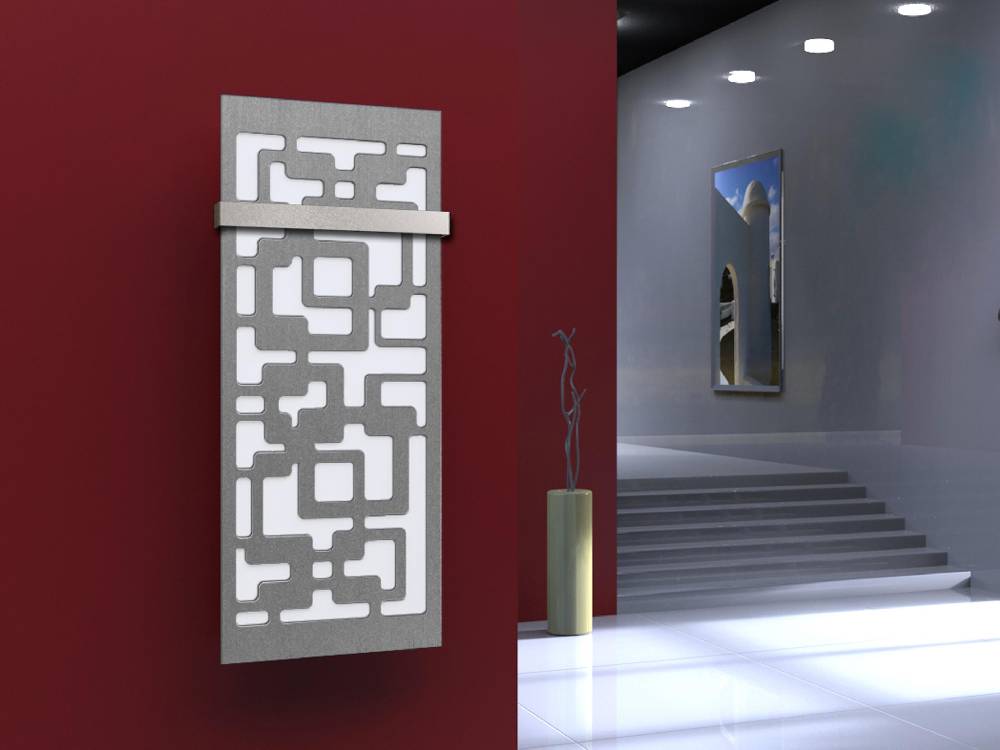 Szagato BADHEIZKÖRPER Design Downtown 2 120x47cm 799 Watt Edelstahl matt (+1 Halter 50mm) SZAGATO Bad Wohnraum-Heizkörper (Mittelanschluss)