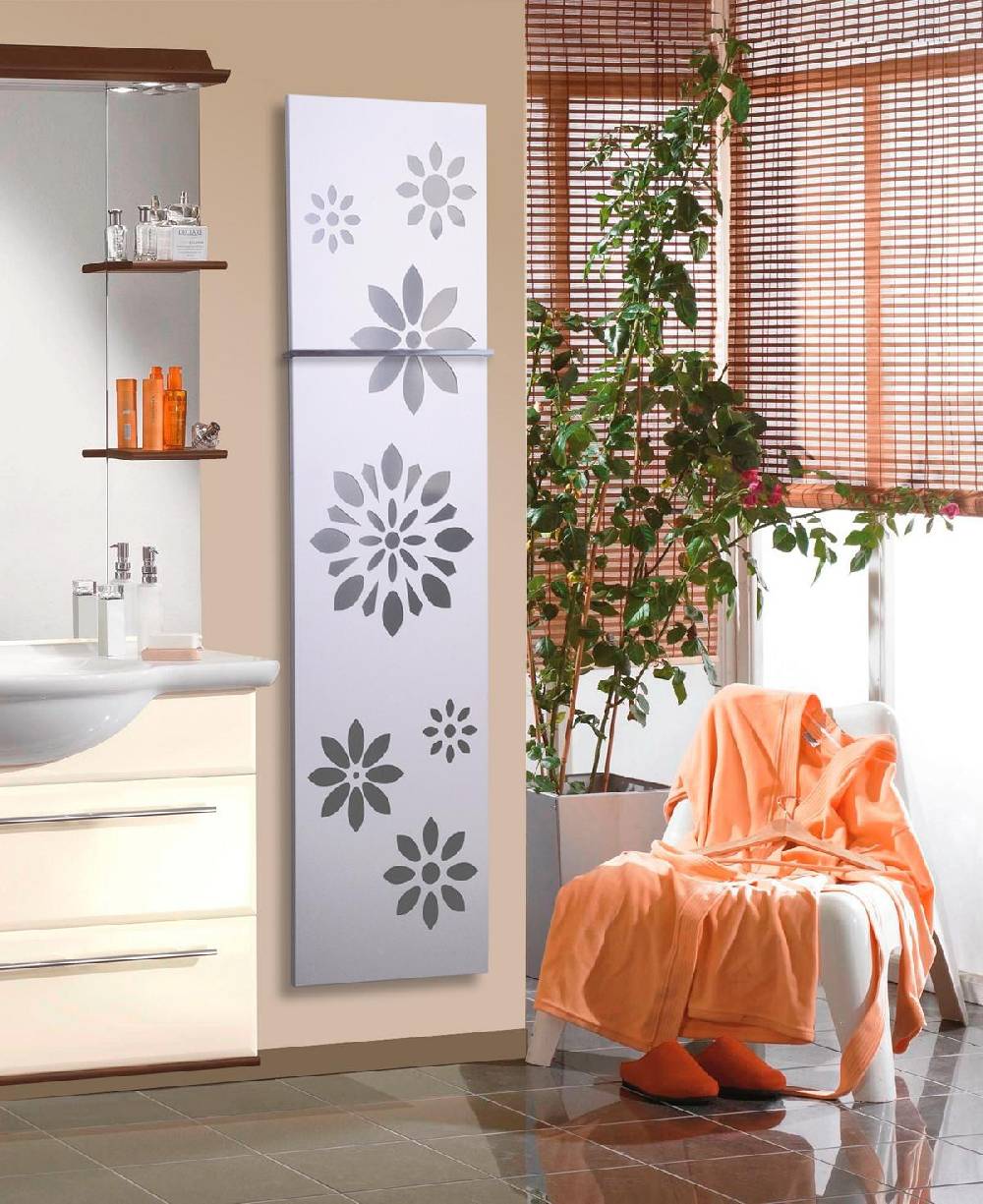 Szagato BADHEIZKÖRPER Design Flower 3 180x47cm 1118 Watt weiß (+1 Halter 15mm) SZAGATO Designheizkörper Handtuchheizkörper mit Mittelanschluss Handtuchwärmer