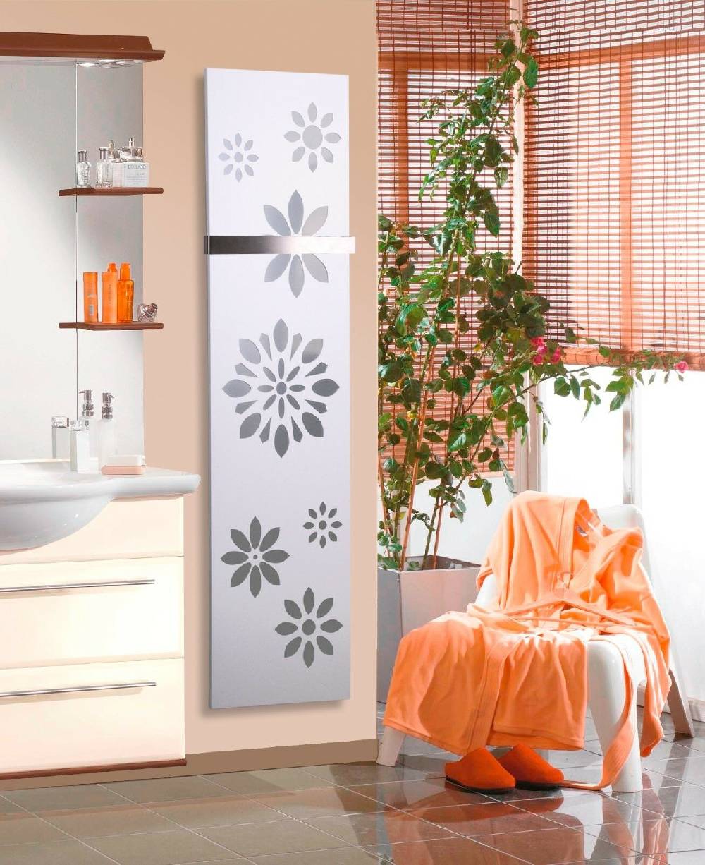 Szagato BADHEIZKÖRPER Design Flower 3 180x47cm 1118 Watt weiß (+1 Halter 50mm) SZAGATO Designheizkörper Handtuchheizkörper mit Mittelanschluss Handtuchwärmer