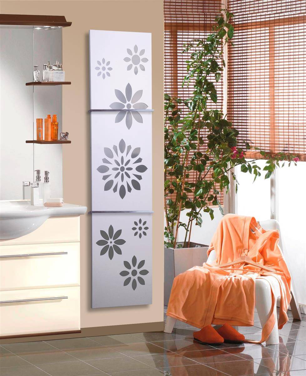 Szagato BADHEIZKÖRPER Design Flower 3 180x47cm 1118 Watt weiß (+2 Halter 15mm) SZAGATO Designheizkörper Handtuchheizkörper mit Mittelanschluss Handtuchwärmer