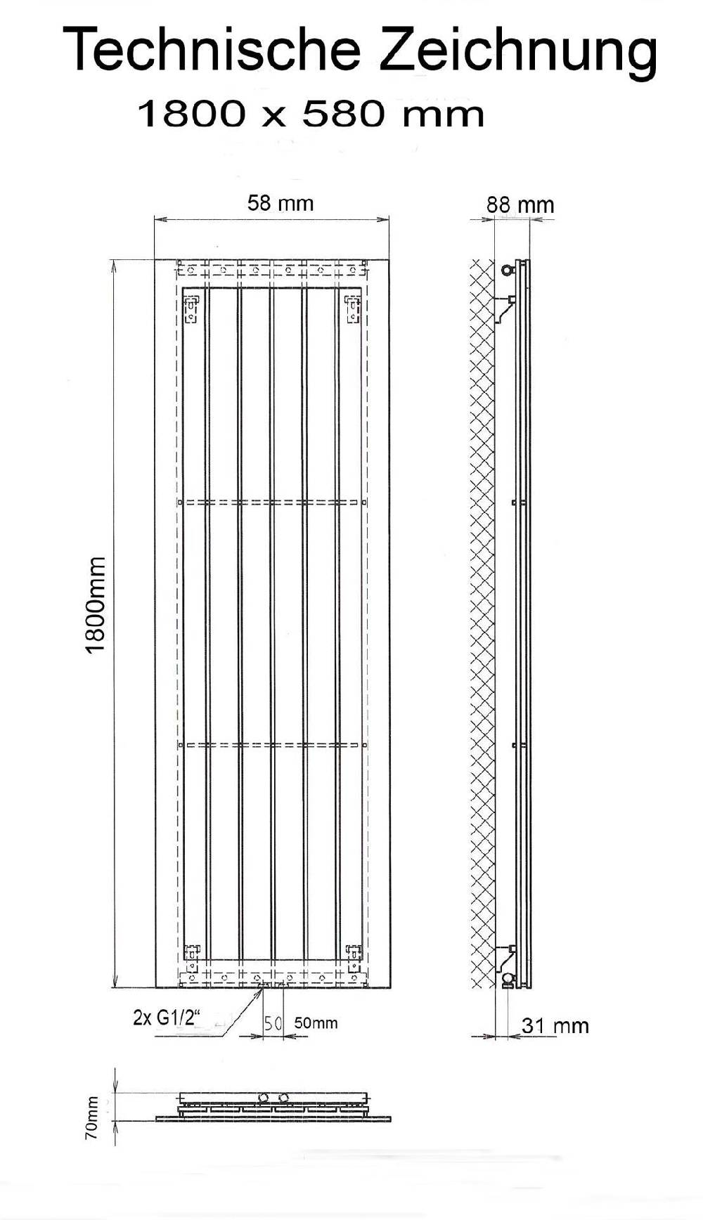 Szagato BADHEIZKÖRPER Design Frame 180x65cm 1460 Watt anthrazit moonstone SZAGATO Designheizkörper Handtuchheizkörper mit Mittelanschluss Handtuchwärmer Meist gekauft