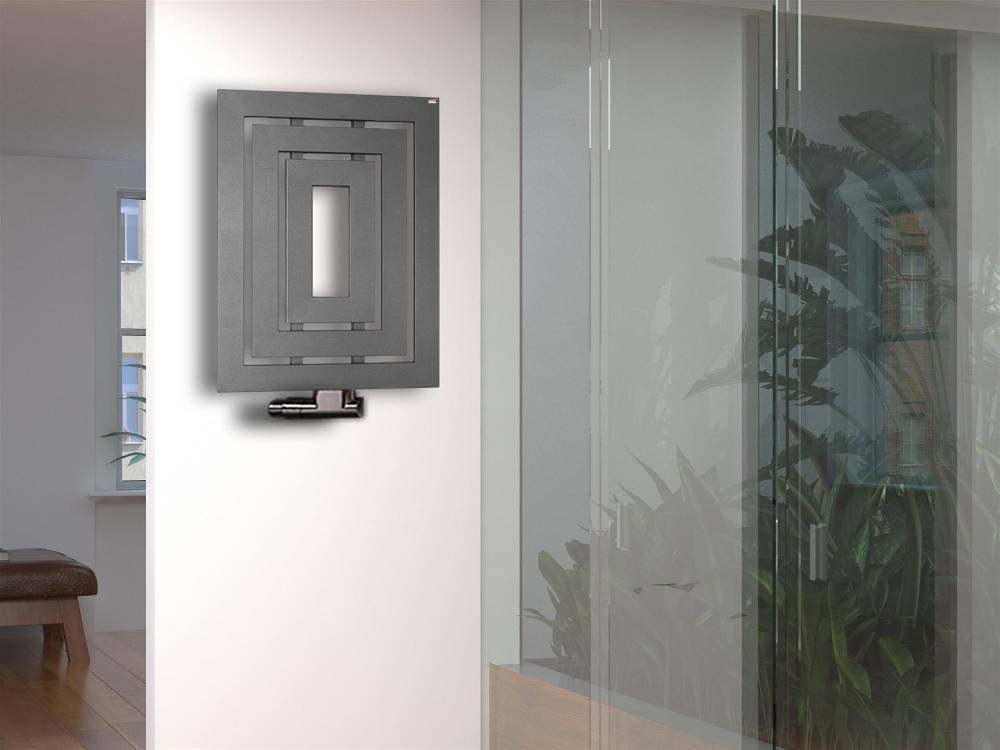 Szagato BADHEIZKÖRPER Design Insight 1 80x60cm 612 Watt anthrazit moonstone SZAGATO Designheizkörper Handtuchheizkörper mit Mittelanschluss Handtuchwärmer